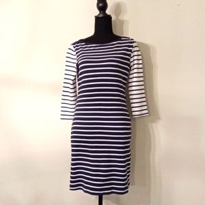 Old Navy Fitted Navy & White 3/4 Length Sleeve Striped Dress  Size XS